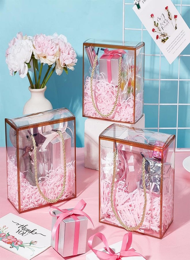 BENECREAT 10 Set Transparent Favor Boxes, 5.5x5.5x3 Inch Treat Gift Boxes with Goldenrod Border Lace and Handle for Candy Chocolate, Party Favors, Christmas Gift Packaging - Image 5